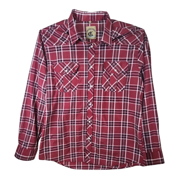 Coevals Club Other - Coevals Club Western Style Red Plaid Pearl Snap Button Down Shirt XL
